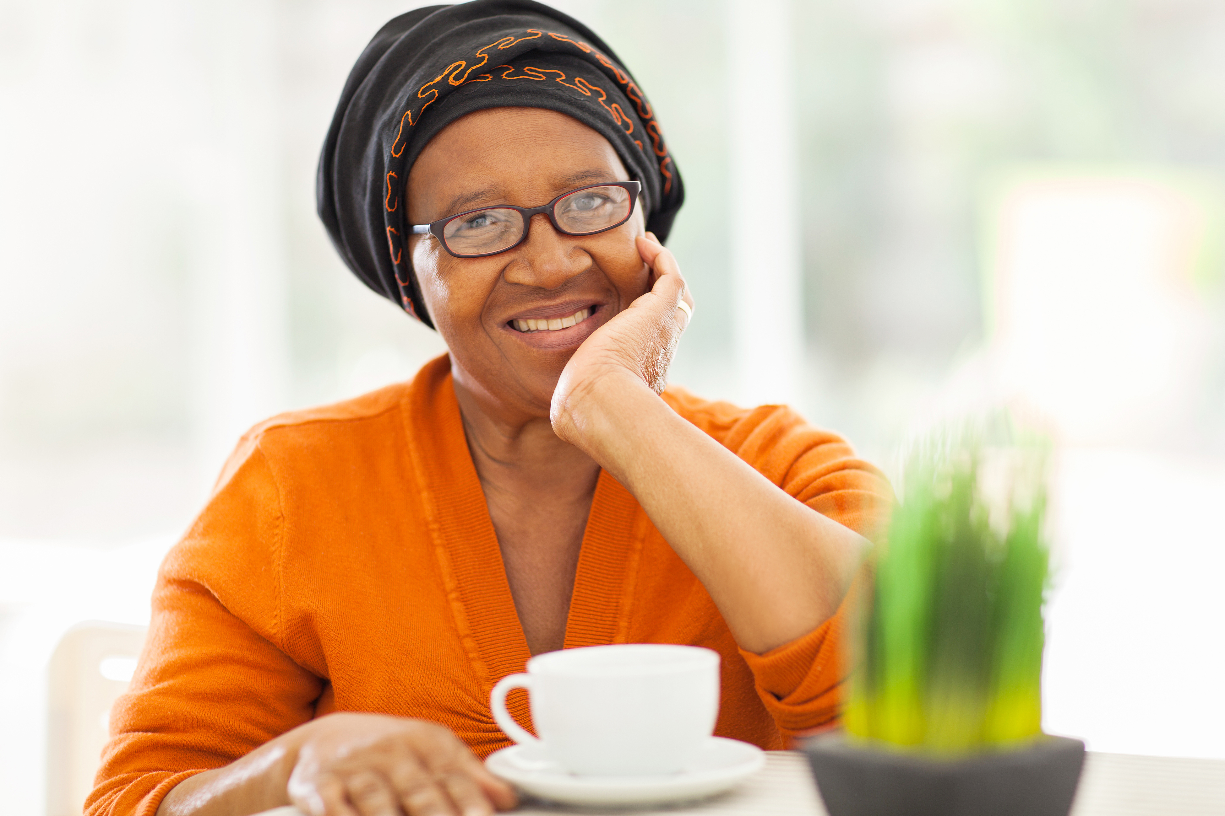 Elegant,Senior,African,Woman,Having,Tea,At,Home